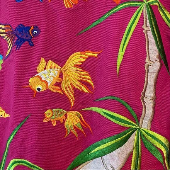 I.B. Diffusion Sz 8 Fuschia Pink Heavy Embroidered Koi Fish Vintage Jacket - Picture 8 of 12